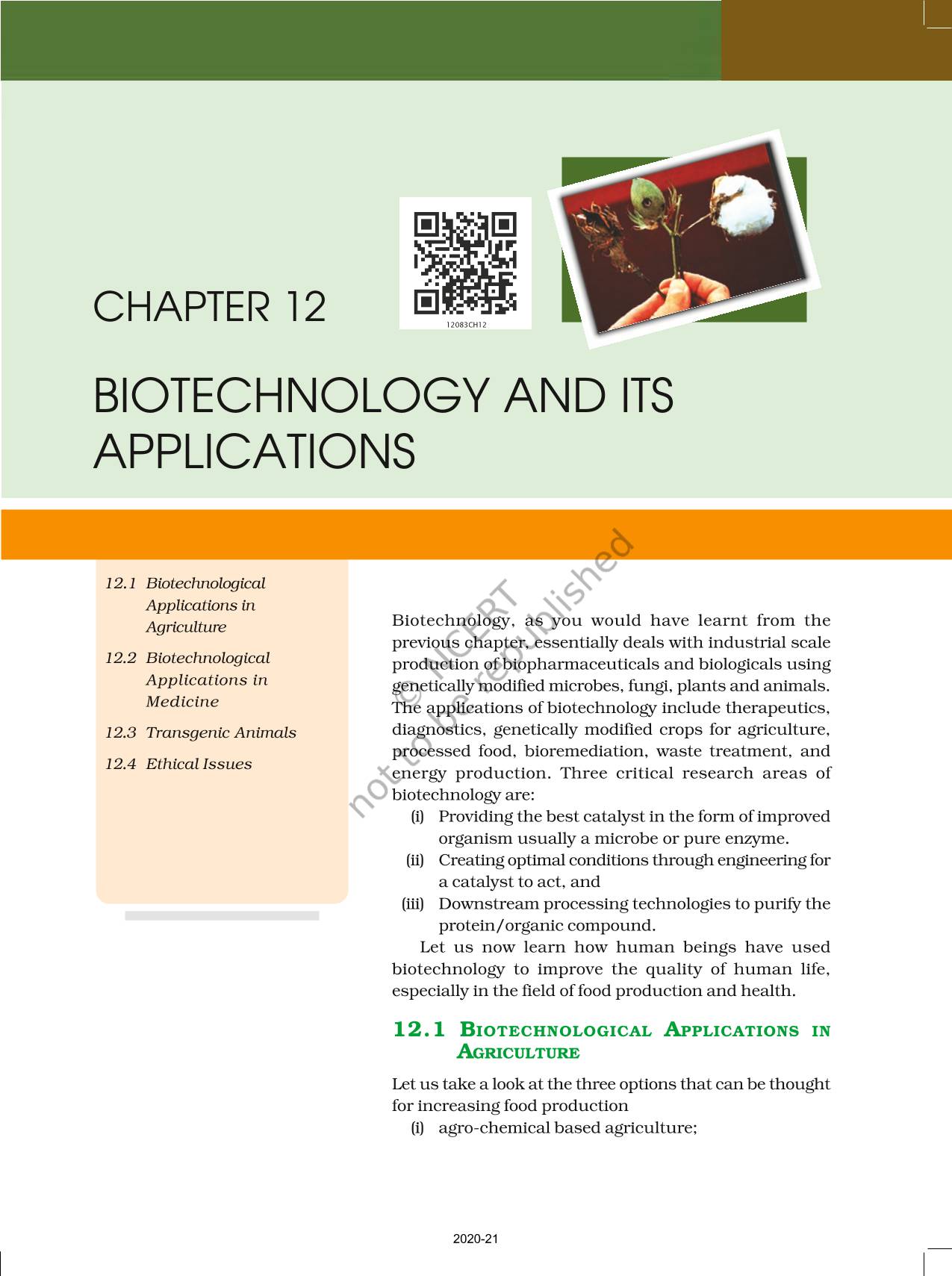 Biotechnology And Its Applications - NCERT Book Of Class 12 Biology